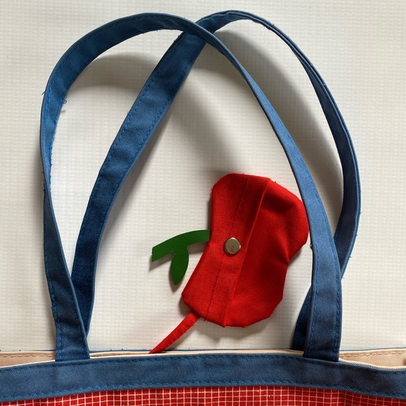 Vintage Red and Blue Cherry Tote Bag - Picture 4 of 4